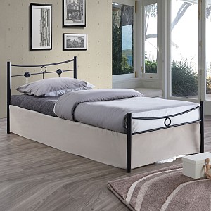 Woodwell DUGAN Κρεβάτι Μονό, για Στρώμα 90x200cm, Μέταλλο Βαφή Μαύρο Ε-00017090 Ε8068