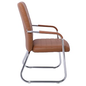 Woodwell COLLET Πολυθρόνα Γραφείου Επισκέπτη Μέταλλο Χρώμιο, Pu Καφέ Ε-00018985 ΕΟ555,3