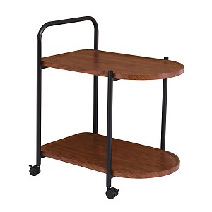Woodwell TROLLEY - Βοηθητικό Τραπεζάκι Μέταλλο Βαφή Μαύρο, MDF with PVC Απόχρωση Καρυδί Ε-00025684 ΕΜ461