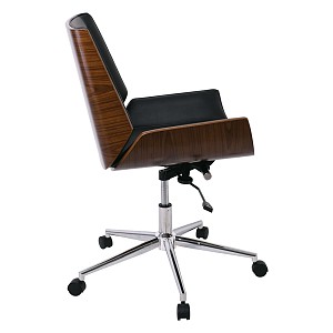 Woodwell BF9860 Πολυθρόνα Γραφείου Μέταλλο Χρώμιο Καρυδί - Pu Μαύρο Ε-00021089 ΕΟ538,1