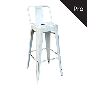 Woodwell RELIX Σκαμπό Bar-Pro με Πλάτη, Μέταλλο Βαφή Antique White Ε-00015679 Ε5199,12