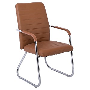 Woodwell COLLET Πολυθρόνα Γραφείου Επισκέπτη Μέταλλο Χρώμιο, Pu Καφέ Ε-00018985 ΕΟ555,3