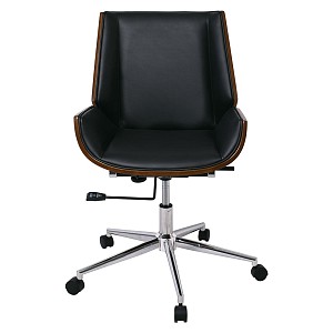 Woodwell BF9860 Πολυθρόνα Γραφείου Μέταλλο Χρώμιο Καρυδί - Pu Μαύρο Ε-00021089 ΕΟ538,1