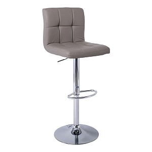 Woodwell LINO Σκαμπό BAR με Πλάτη, Χρώμιο, PU Cappuccino, Ρύθμιση Ύψους, Περιστρεφόμενο Ε-00018305 ΕΜ412,5