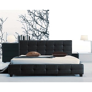 Woodwell FIDEL Κρεβάτι Διπλό, για Στρώμα 150x200cm, PU Μαύρο Ε-00019629 Ε8087