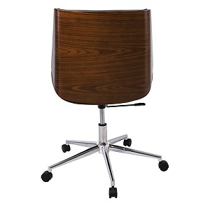 Woodwell BF9860 Πολυθρόνα Γραφείου Μέταλλο Χρώμιο Καρυδί - Pu Μαύρο Ε-00021089 ΕΟ538,1