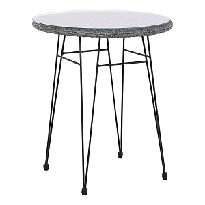 Woodwell SALSA Τραπέζι H.70cm Μέταλλο Βαφή Μαύρο, Wicker Γκρι Ε-00022123 Ε244,ΤΗ1