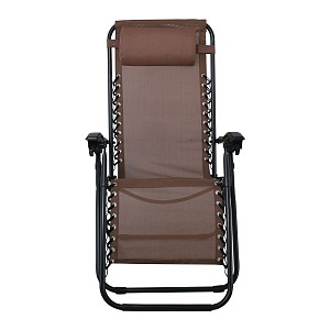 Woodwell SUPER RELAX Πολυθρόνα με Υποπόδιο, Μέταλλο Βαφή Μαύρο, Textilene Καφέ Ε-00021645 Ε618,1