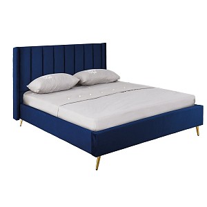 Woodwell PASSION  Κρεβάτι Διπλό για Στρώμα 160x200cm, Ύφασμα Velure Απόχρωση Μπλε Ε-00024044 Ε8803,3