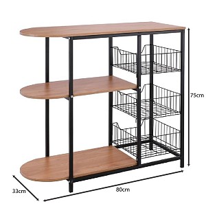Woodwell KITCHEN Τροφοθήκη, Μέταλλο Βαφή Μαύρο, Απόχρωση Natural Oak Ε-00025297 ΕΜ460