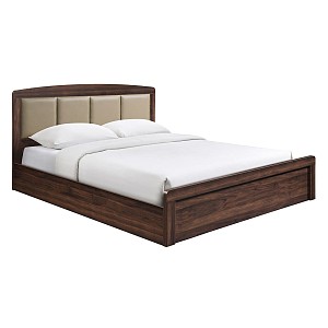 Woodwell CALIBER Κρεβάτι Διπλό για Στρώμα 150x200cm, Απόχρωση Καρυδί, Κεφαλάρι Pu Μπεζ Ε-00025718 Ε73861,2