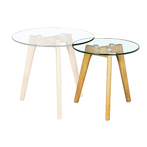 Woodwell TARGET Τραπεζάκι Βοηθητικό Ξύλο - Γυαλί 8mm Ε-00016974 Ε7745,2