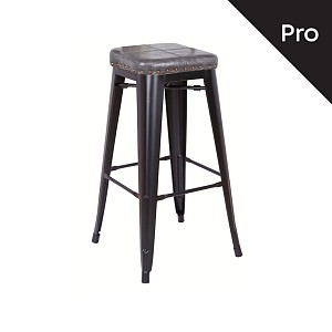 Woodwell RELIX Σκαμπό Bar-Pro, Στοιβαζόμενο, Μέταλλο Βαφή Μαύρο Matte, Pu Σκούρο Γκρι Ε-00019297 Ε5190P,12M