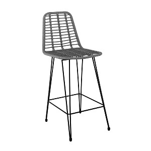 Woodwell SALSA Σκαμπό BAR-Pro με Πλάτη, Μέταλλο Βαφή Μαύρο, Wicker Γκρι Ε-00020930 Ε252,2