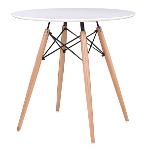 Woodwell ART Wood Τραπέζι Ροτόντα, Πόδια Οξιά Φυσικό, Επιφάνεια MDF Άσπρο Ε-00015756 Ε7083,1