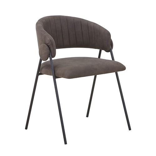 Woodwell ALFREDO Πολυθρόνα Μέταλλο Βαφή Μαύρο, Ύφασμα Suede Ανθρακί Ε-00026828 ΕΜ7102,3
