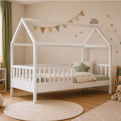 Woodwell DREAM τ.Montessori Παιδικό Κρεβάτι με Στρώμα 90x190/19cm, Ξύλο Πεύκου Απόχρωση Άσπρο Ε-00026954 ΕΚ701,1S